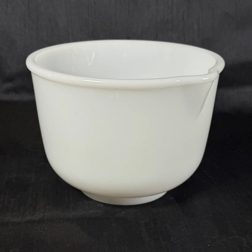 Vintage Glasbake Sunbeam Mixing Bowl White Milk Glass w Pour Spout Made in USA